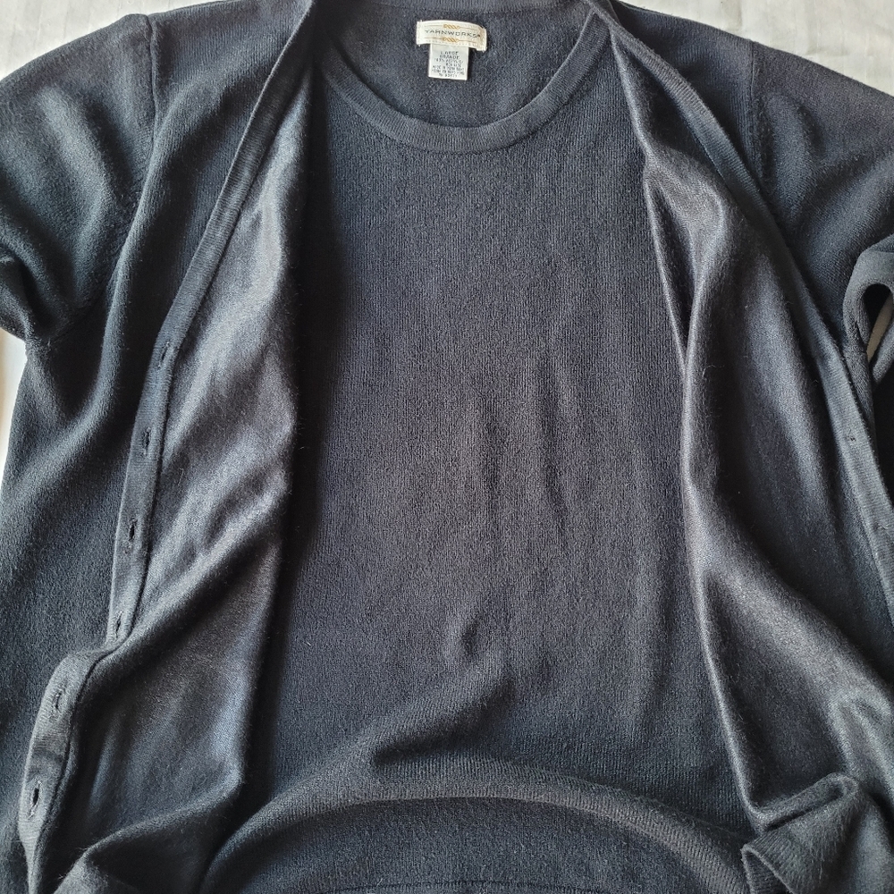 Yarnwork Womens Black Button-Up Cardigan Size L - Picture 4 of 10